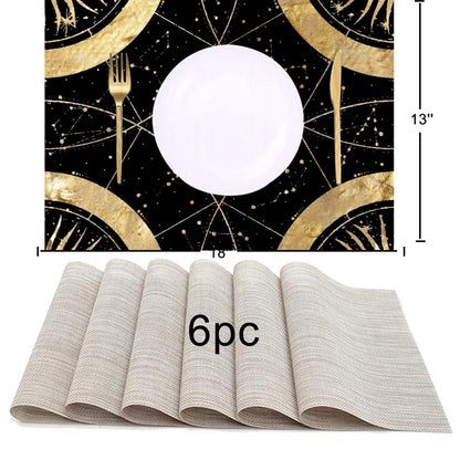 Gothic Decor Table Runner Placemat Set of 7 Pieces, Halloween Home Decor for Dinner Party