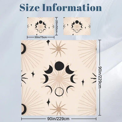 Moon Phase Queen Duvet Cover Set, Witchy Celestial Bedding, Black Ivory Whimsigoth Bedding, Gothic Bedroom Decor, 3 Piece Set