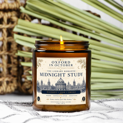 Midnight Study Scented Candle, Dark Academia Decor Literary Girl Reader Gift, Oxford in October Home Decor Bookish Back to School Gifts