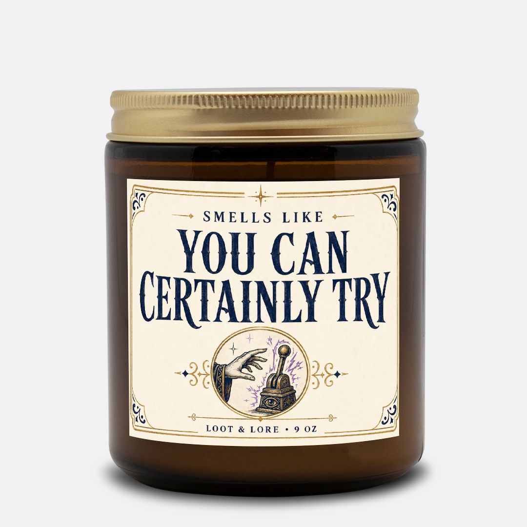 DND Candle Gift, You Can Certainly Try Funny D&D Gift, Citrus Cotton Blossom Scented Candle,  Hand Poured Coconut Apricot Wax in Amber Jar