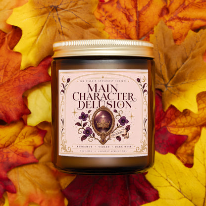 Romantasy Candle for Book Lovers, Main Character Delusion, Bergamot Violet Dark Musk Scented Candle