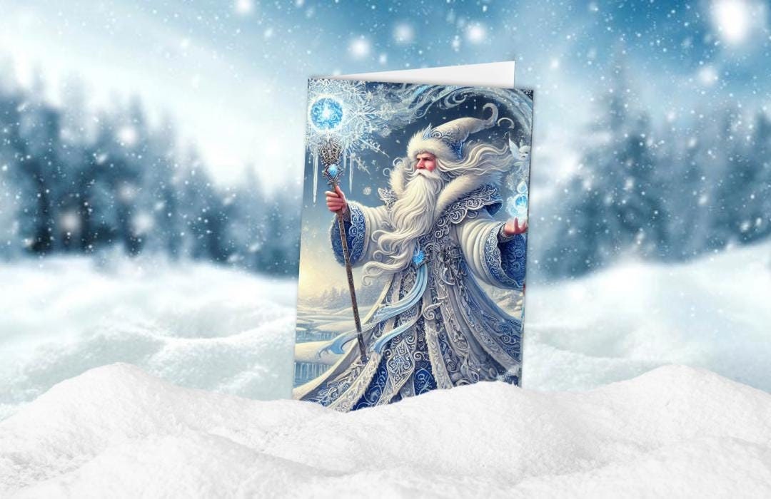 Magical D&D Christmas Card - Roll for Happiness and Spread the Joy with this Winter Wizard Greeting Card