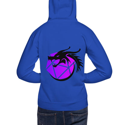 Dragon Emblem Hoodie - Unique D&D Inspired Unisex Hoodie in Blue, Purple, White, and Gray