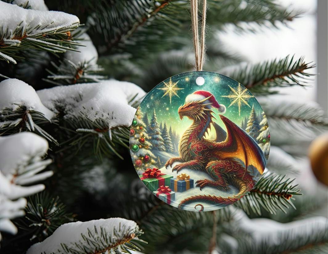 Dragon Ornament - "Seasons Hoardings" Holiday Dragon Christmas Ornament - Whimsical Home Decor, Holiday Gifts, Seasonal Decor