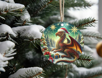 Dragon Ornament - "Seasons Hoardings" Holiday Dragon Christmas Ornament - Whimsical Home Decor, Holiday Gifts, Seasonal Decor