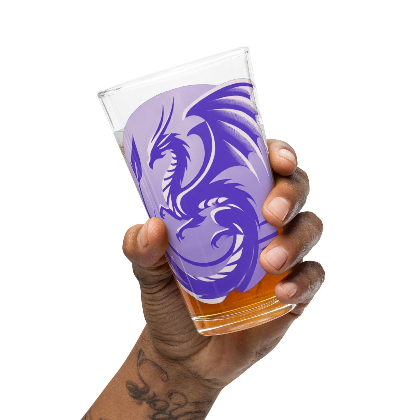 Dragon Emblem Pint Glass - D&D Inspired Drinkware - Colorful and Modern, Choose Your Favorite Color