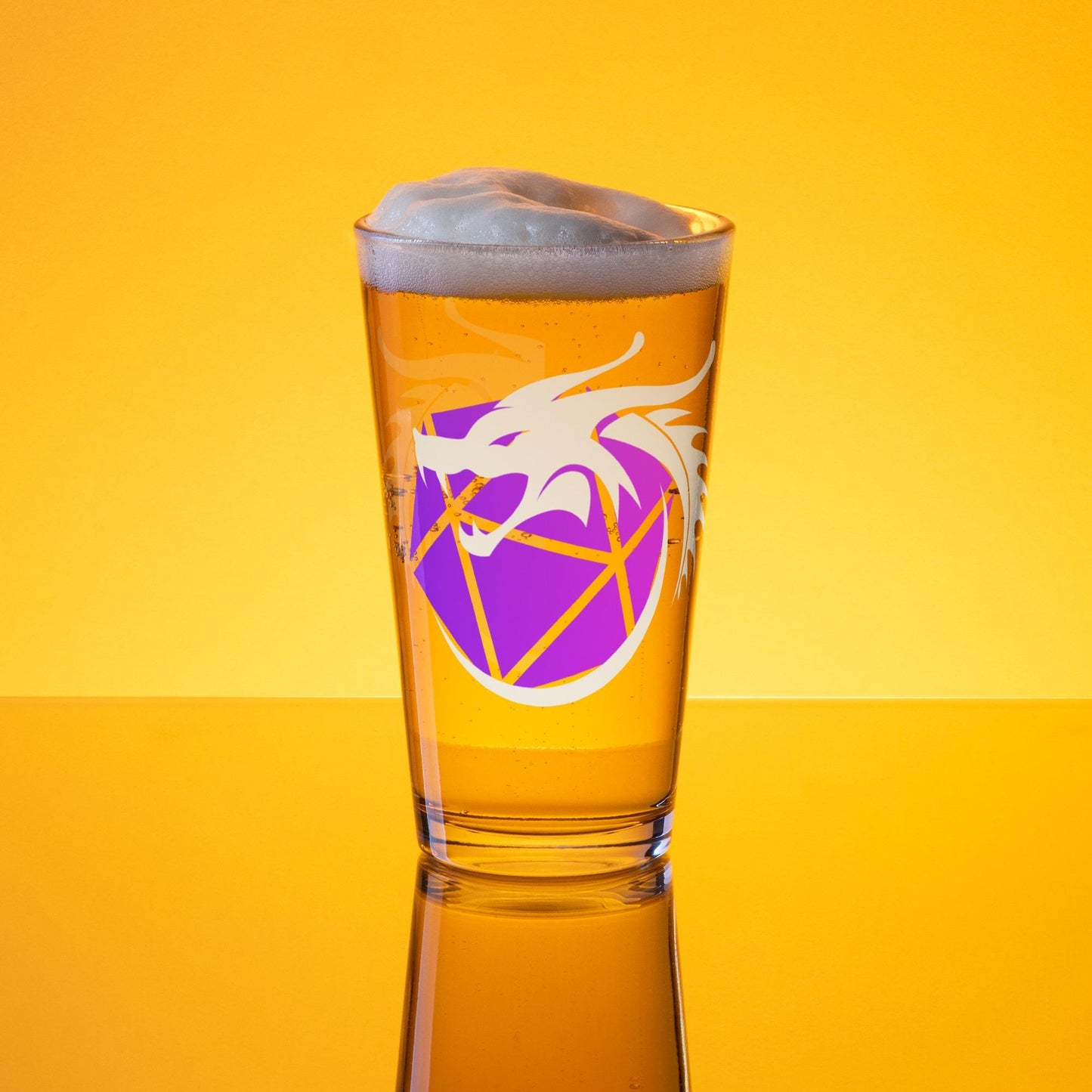 D&D Inspired Glass - Dragon and Dice Shaker Pint Glass - Modern Dragon Emblem for Dungeon Master and DND Enthusiasts