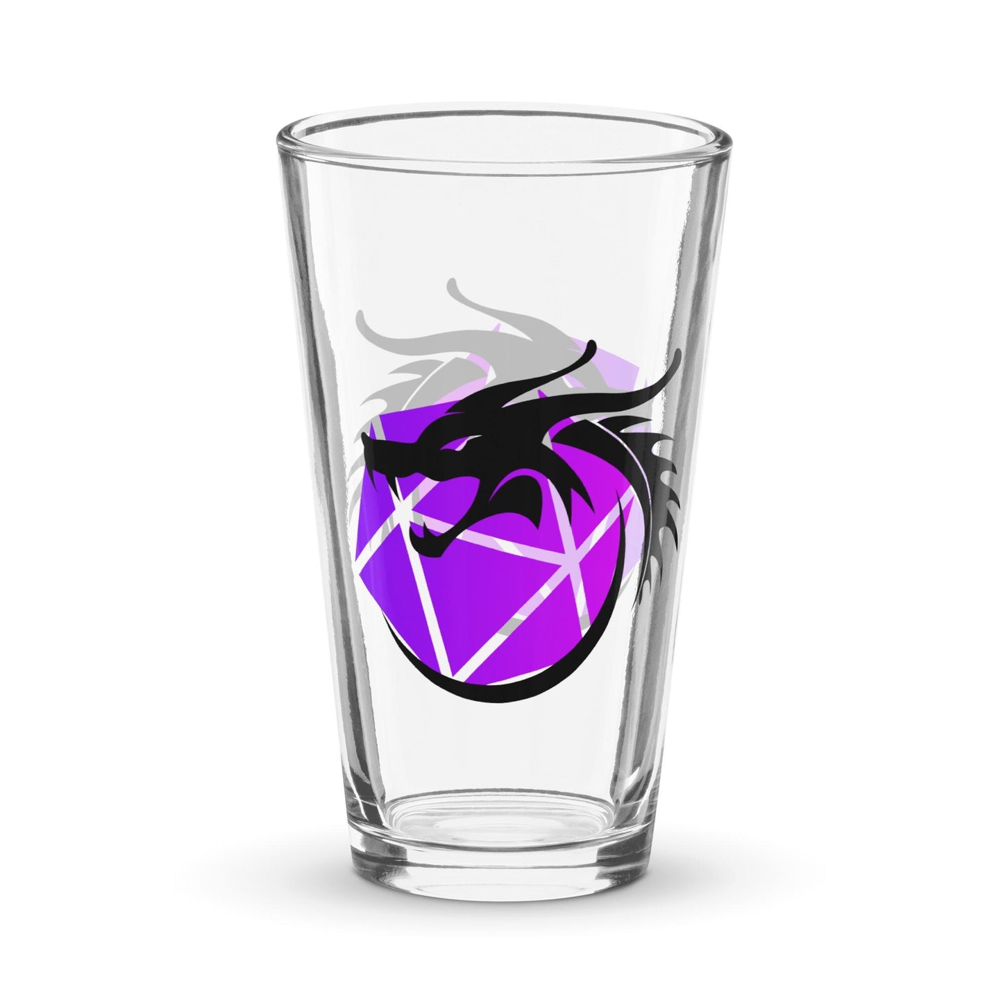 D&D Inspired Glass - Dragon and Dice Shaker Pint Glass - Modern Dragon Emblem for Dungeon Master and DND Enthusiasts