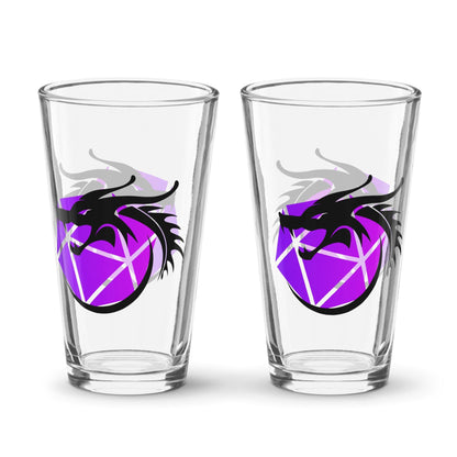 D&D Inspired Glass - Dragon and Dice Shaker Pint Glass - Modern Dragon Emblem for Dungeon Master and DND Enthusiasts