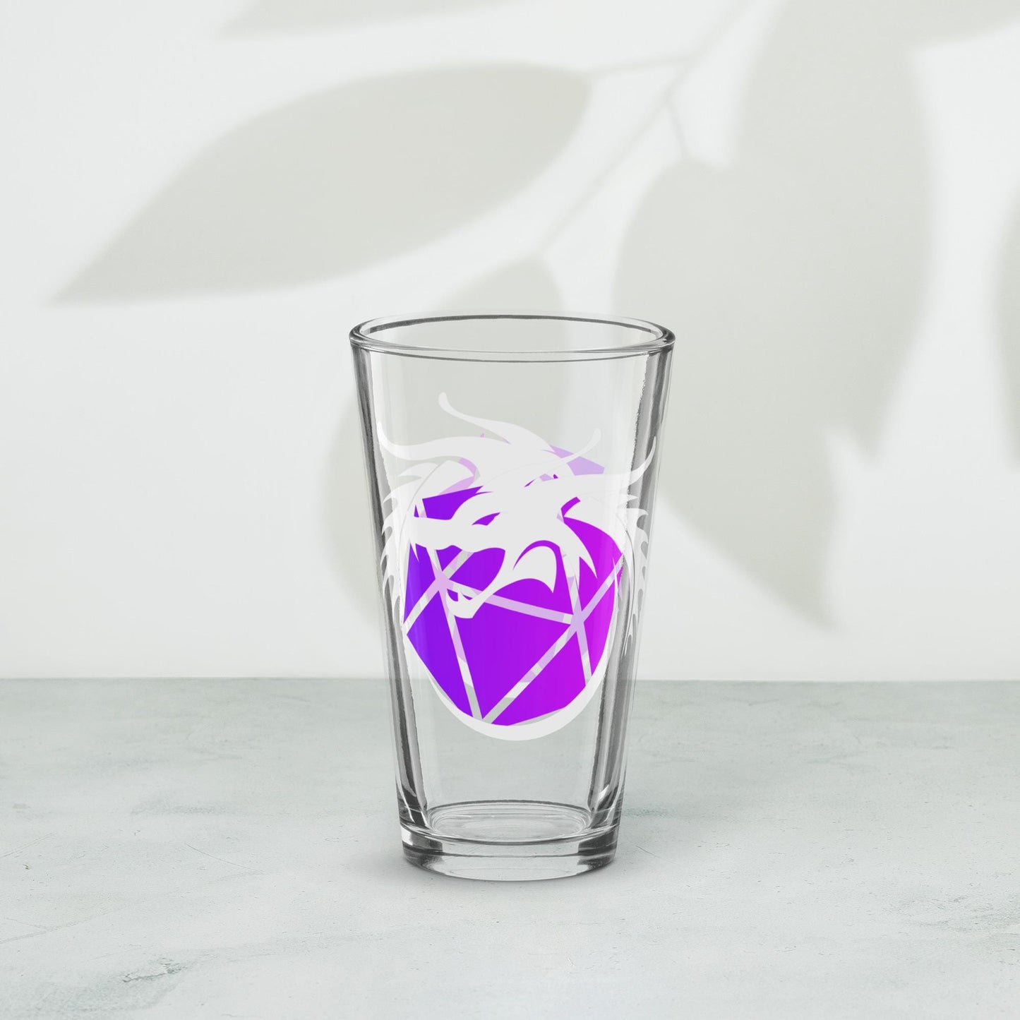 D&D Inspired Glass - Dragon and Dice Shaker Pint Glass - Modern Dragon Emblem for Dungeon Master and DND Enthusiasts