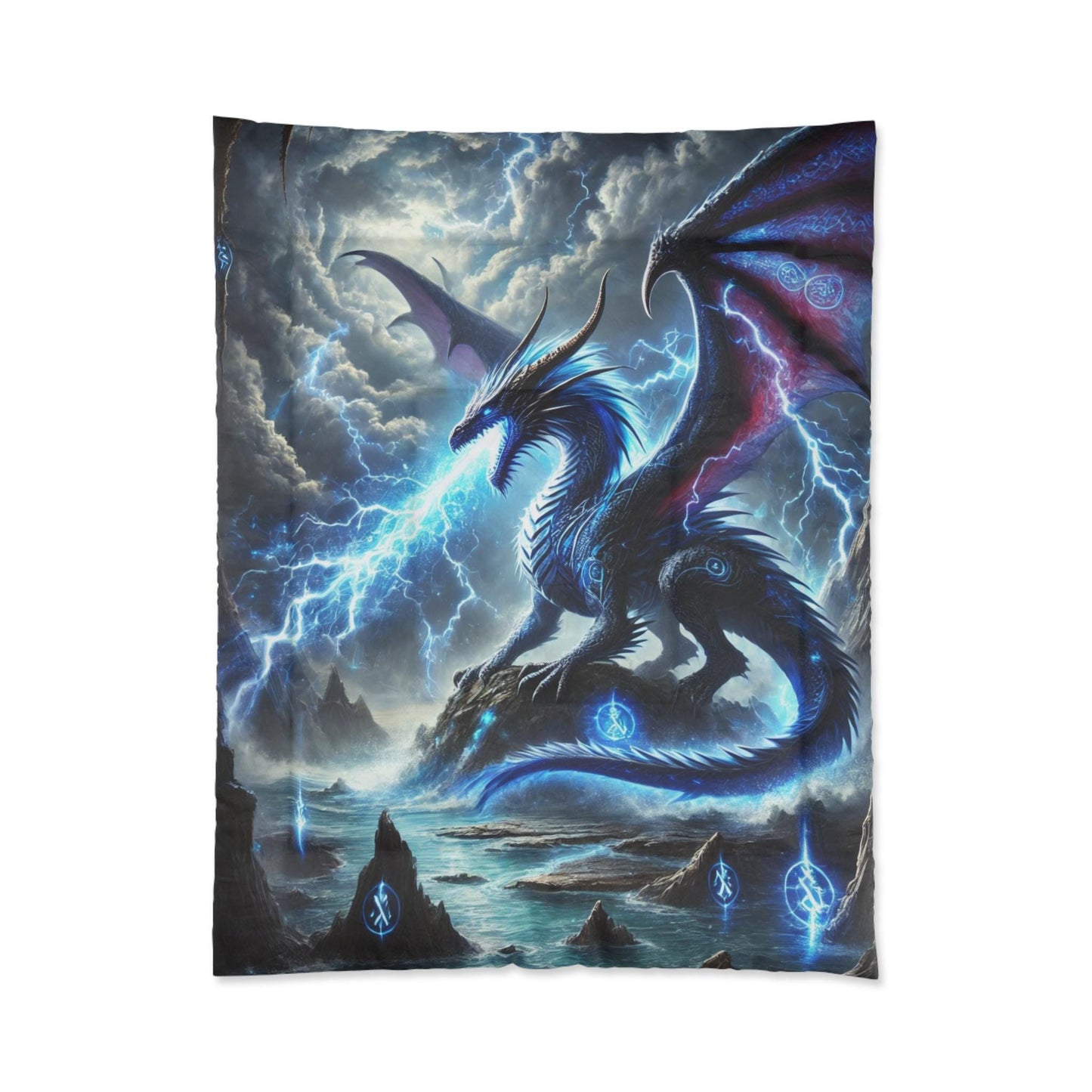 Dragon's Domain Comforter - DnD Dragon Blanket - Choose Your Fav Design, Matching Pillowcase and Rug Avail