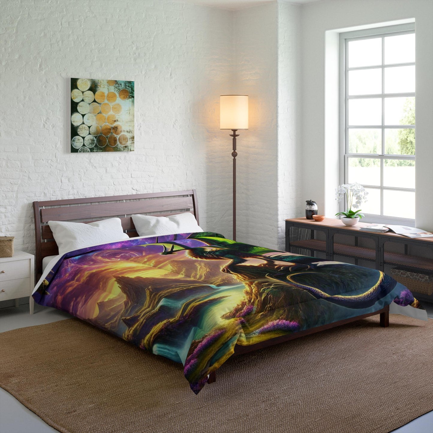 Dragon's Domain Comforter - DnD Dragon Blanket - Choose Your Fav Design, Matching Pillowcase and Rug Avail