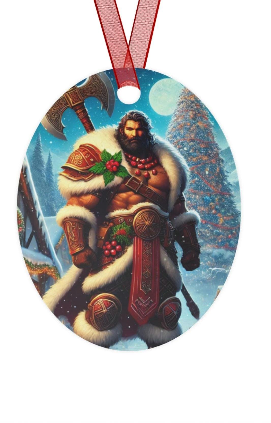 Holiday Heroes Ornament - D&D Inspired Metal Ornament - Choose Your Character and Personalized Text for the Enchanted Holiday Season