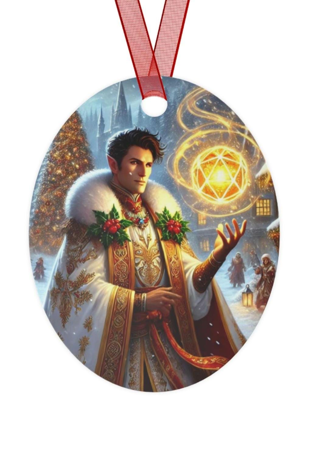 Holiday Heroes Ornament - D&D Inspired Metal Ornament - Choose Your Character and Personalized Text for the Enchanted Holiday Season