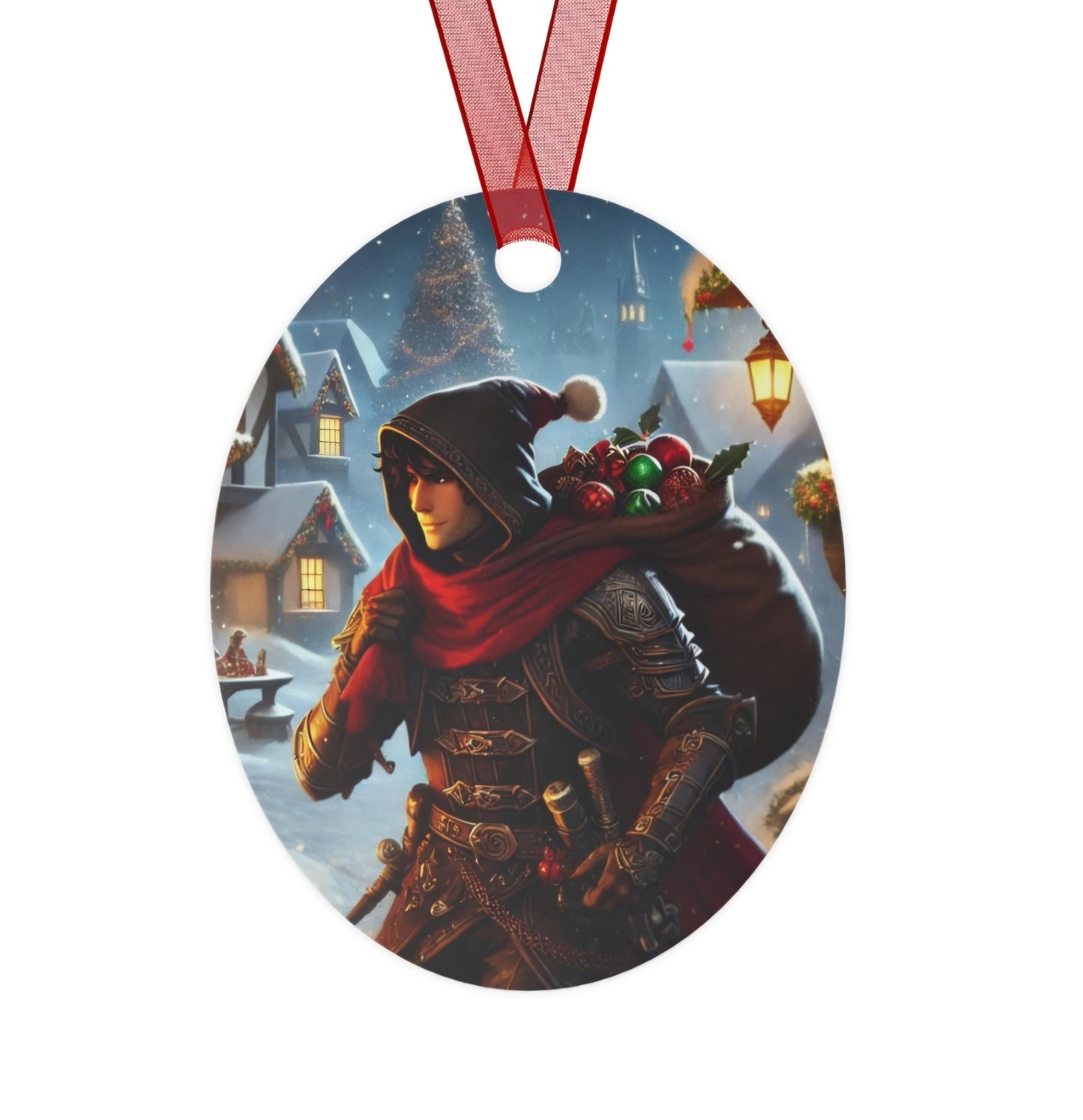 Holiday Heroes Ornament - D&D Inspired Metal Ornament - Choose Your Character and Personalized Text for the Enchanted Holiday Season