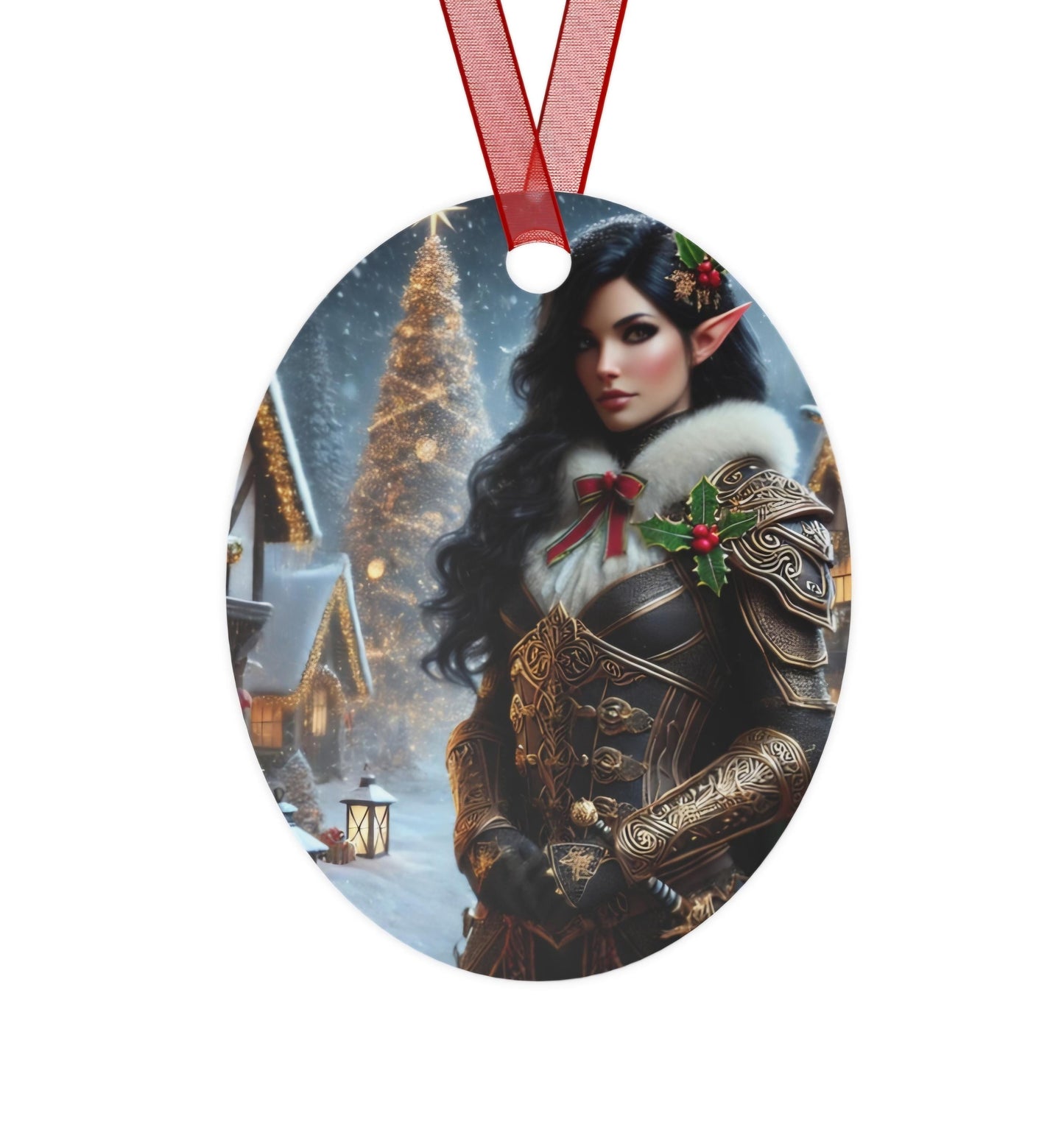 Holiday Heroes Ornament - D&D Inspired Metal Ornament - Choose Your Character and Personalized Text for the Enchanted Holiday Season