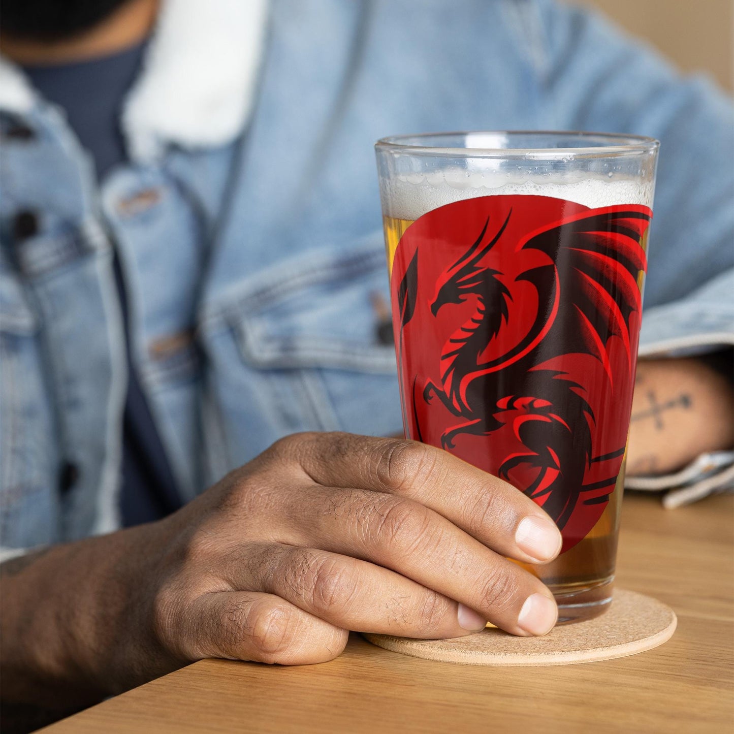 Dragon Emblem Pint Glass - D&D Inspired Drinkware - Colorful and Modern, Choose Your Favorite Color