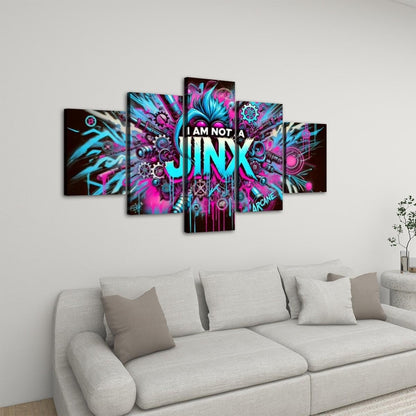 Arcane  Inspired Wall Art - Jinx Collection 5 Panel Canvas Wall Art Set -  League of Legends - Jinx Graffiti, Jinx Design, Jinx Weapons