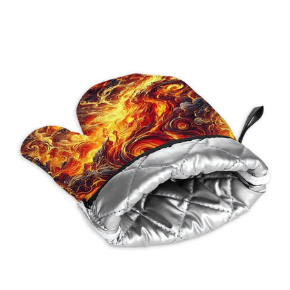 Gloves of Fire Resistance - D&D Inspired Oven Mitts and Pot Holders Set of 4 - Dungeons and Dragons Kitchen Accessories - Fire Up Your Space