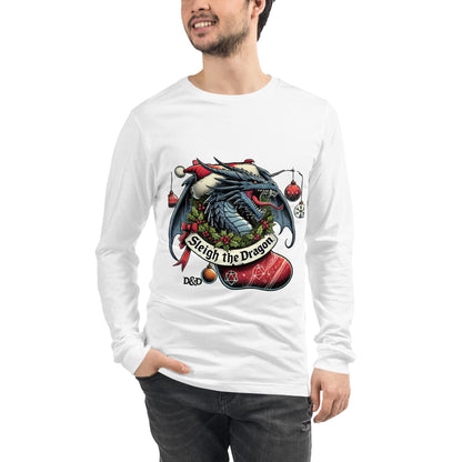 Sleigh the Dragon Holiday Shirt - D&D Inspired Christmas Long Sleeve or T-Shirt - Dragon Lovers Xmas Apparel