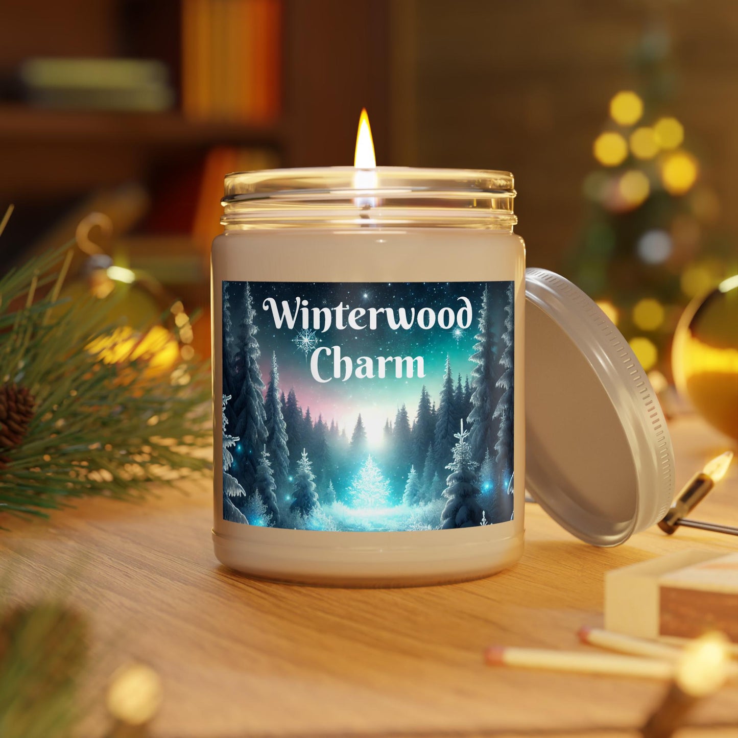 Winterwood Charm 9oz Scented Candle - Balsam, Eucalyptus, Fir, and Cedarwood Scent - Nostalgic Fragrance - Cozy Home Decor