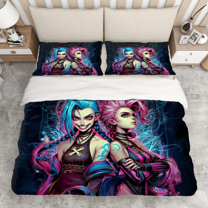 Jinx Bedding Set - Arcane Inspired Bedroom Decor - Choose Your Favorite Design - Queen Duvet Cover Set