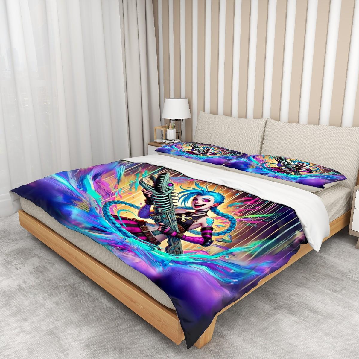 Jinx Bedding Set - Arcane Inspired Bedroom Decor - Choose Your Favorite Design - Queen Duvet Cover Set