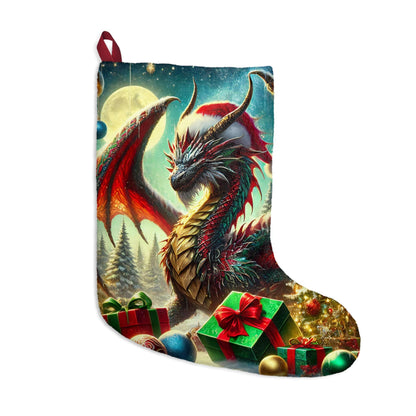 Christmas Dragon Stocking - Fantasy Christmas Decor - Dragon Wearing Santa Hat Choose Your Favorite - Great for Dungeons & Dragons Fans Xmas