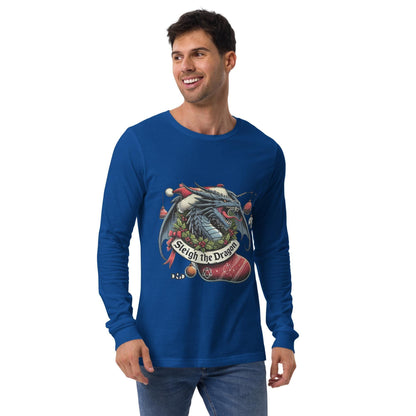 Sleigh the Dragon Holiday Shirt - D&D Inspired Christmas Long Sleeve or T-Shirt - Dragon Lovers Xmas Apparel