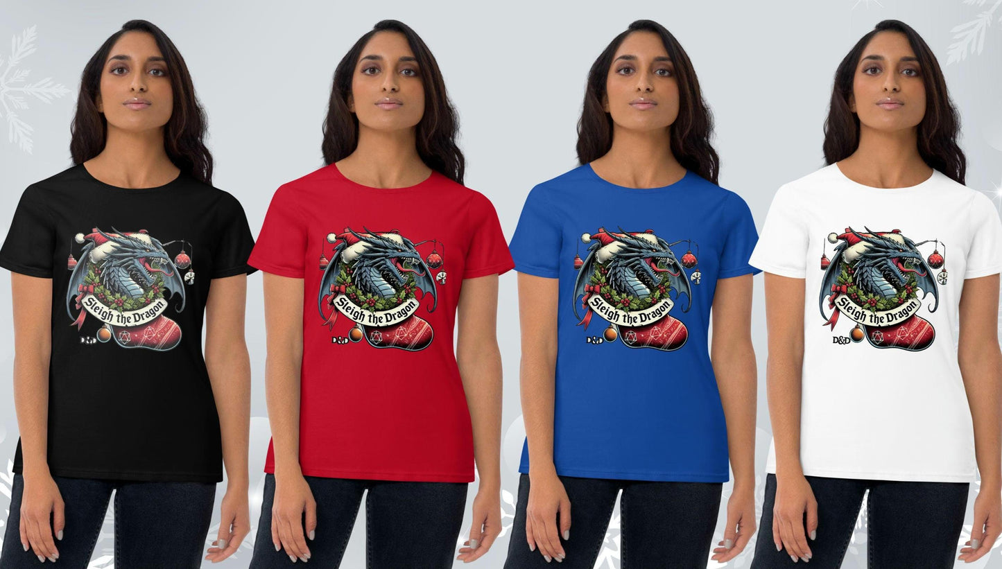 Sleigh the Dragon Holiday Shirt - D&D Inspired Christmas Long Sleeve or T-Shirt - Dragon Lovers Xmas Apparel