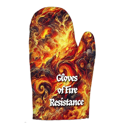 Gloves of Fire Resistance - D&D Inspired Oven Mitts and Pot Holders Set of 4 - Dungeons and Dragons Kitchen Accessories - Fire Up Your Space