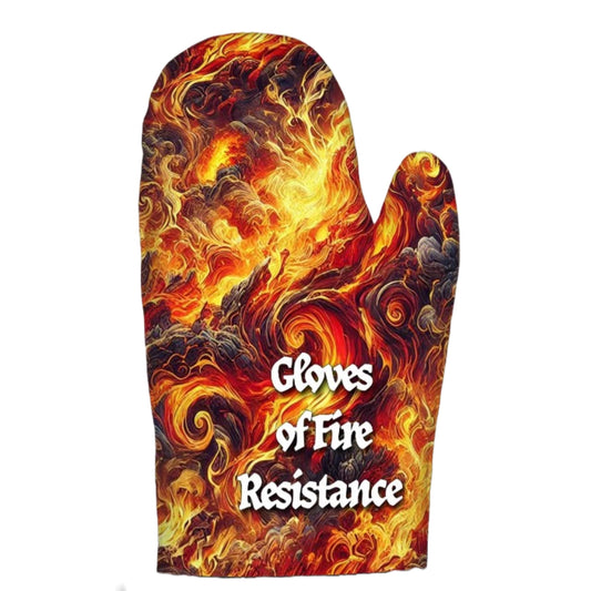 Gloves of Fire Resistance - D&D Inspired Oven Mitts and Pot Holders Set of 4 - Dungeons and Dragons Kitchen Accessories - Fire Up Your Space