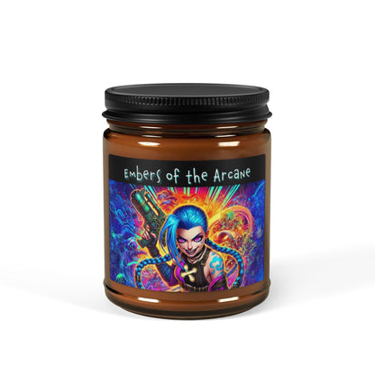 Embers of the Arcane 4oz or 9oz Scented Candle - Jinx Arcane Inspired Scented Soy Candle 4oz & 9oz - Choose Your Favorite Design