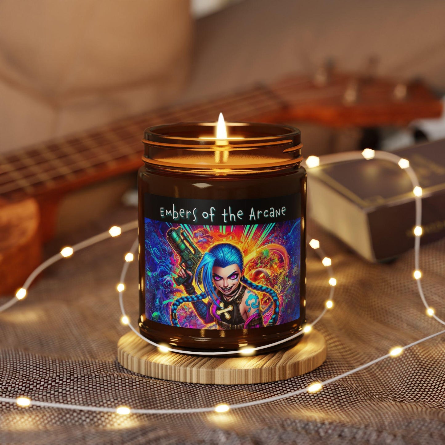 Embers of the Arcane 4oz or 9oz Scented Candle - Jinx Arcane Inspired Scented Soy Candle 4oz & 9oz - Choose Your Favorite Design