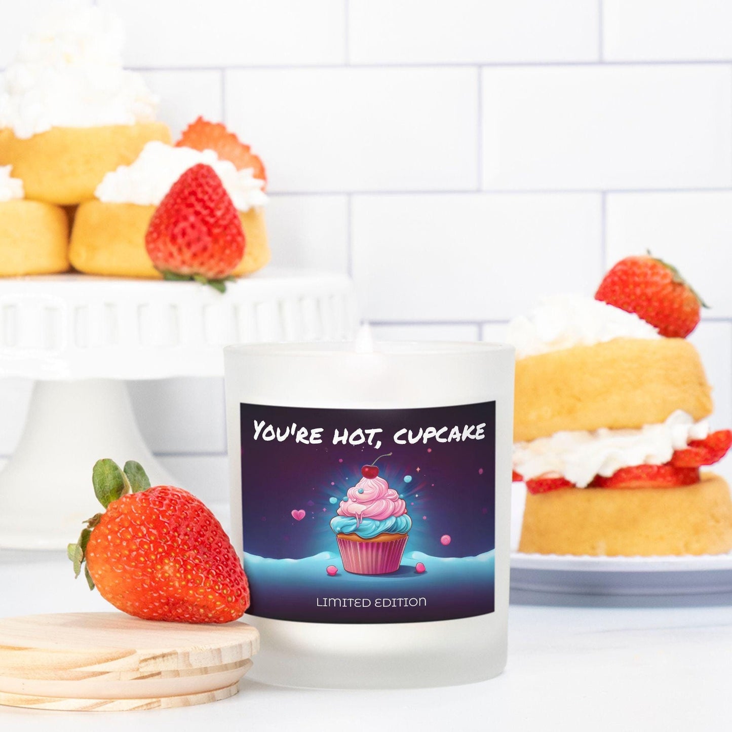 You're Hot, Cupcake Scented Candle 11oz *LIMITED EDITION* Strawberry Shortcake Scent -Arcane Inspired - Ignite the passion of Vi and Caitlyn