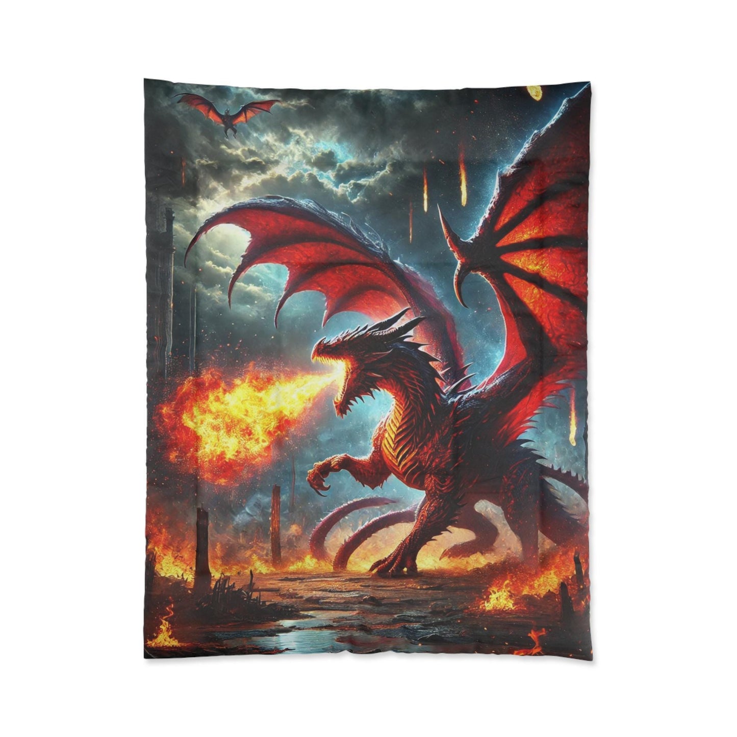 Dragon's Domain Comforter - DnD Dragon Blanket - Choose Your Fav Design, Matching Pillowcase and Rug Avail