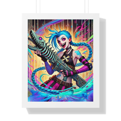 Jinx Inspired Framed Poster - Arcane Chaos - Jinx Art - Fish Bone Weapon