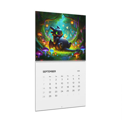 The Year of the Nightfury 2025 Wall Calendar - Toothless, How to Train Your Dragon Inspired Fantasy Artwork - Kids Room Decor, Dragon Gift