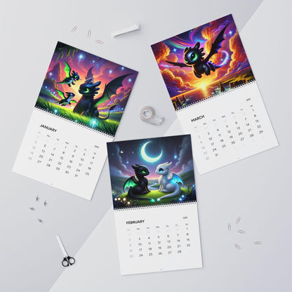 The Year of the Nightfury 2025 Wall Calendar - Toothless, How to Train Your Dragon Inspired Fantasy Artwork - Kids Room Decor, Dragon Gift