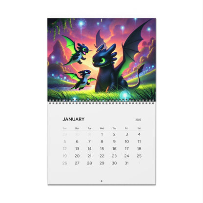 The Year of the Nightfury 2025 Wall Calendar - Toothless, How to Train Your Dragon Inspired Fantasy Artwork - Kids Room Decor, Dragon Gift