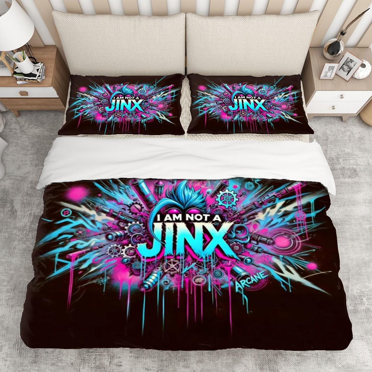 Jinx Bedding Set - Arcane Inspired Bedroom Decor - Choose Your Favorite Design - Queen Duvet Cover Set