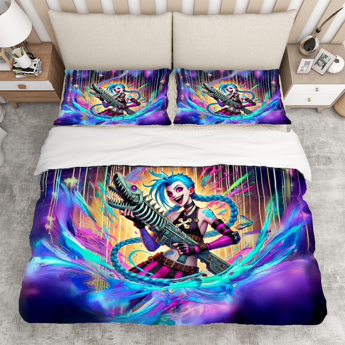 Jinx Bedding Set - Arcane Inspired Bedroom Decor - Choose Your Favorite Design - Queen Duvet Cover Set