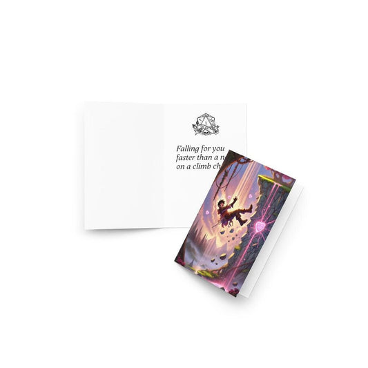 DND Valentine’s Day Card "Falling for You" - Funny Gamer Vday Card, Anniversary Card - Romantic D&D Gifts, RPG Valentine