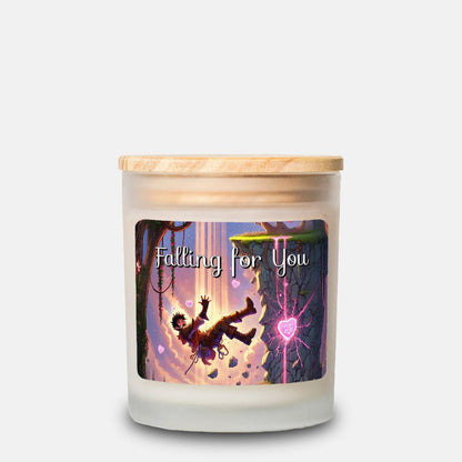 Falling for You Candle 11oz - DND Scented Candle, Custom D&D Scent - Romantic DND Gifts - Frosted Glass Wood Wick