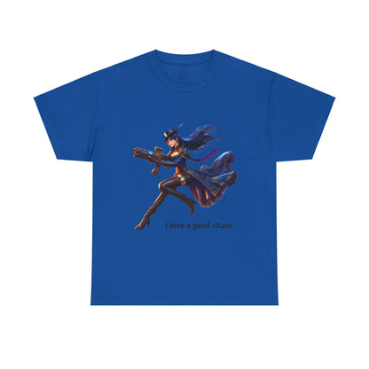 Arcane, Caitlyn T-Shirt "I love a good chase" - League of Legends Champion Inspired Gamer T-Shirt, Gamer Apparel XXS-5XL