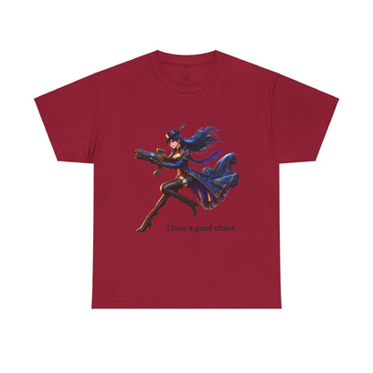 Arcane, Caitlyn T-Shirt "I love a good chase" - League of Legends Champion Inspired Gamer T-Shirt, Gamer Apparel XXS-5XL