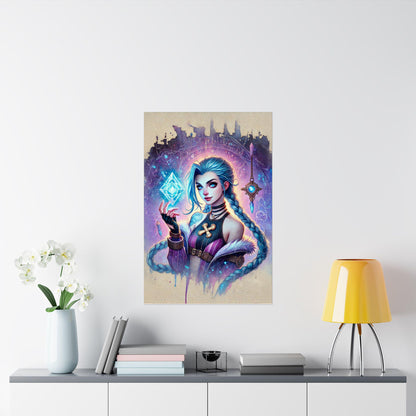 Arcane, Jinx Inspired High Quality Poster 24"x36" - Jinx Watercolor Art, Home Decor - Arcane, League of Legends Champion Art