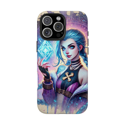 Jinx Watercolor Tough Phone Case for iPhone and Samsung Galaxy - Arcane Inspired Phone Case Watercolor Design