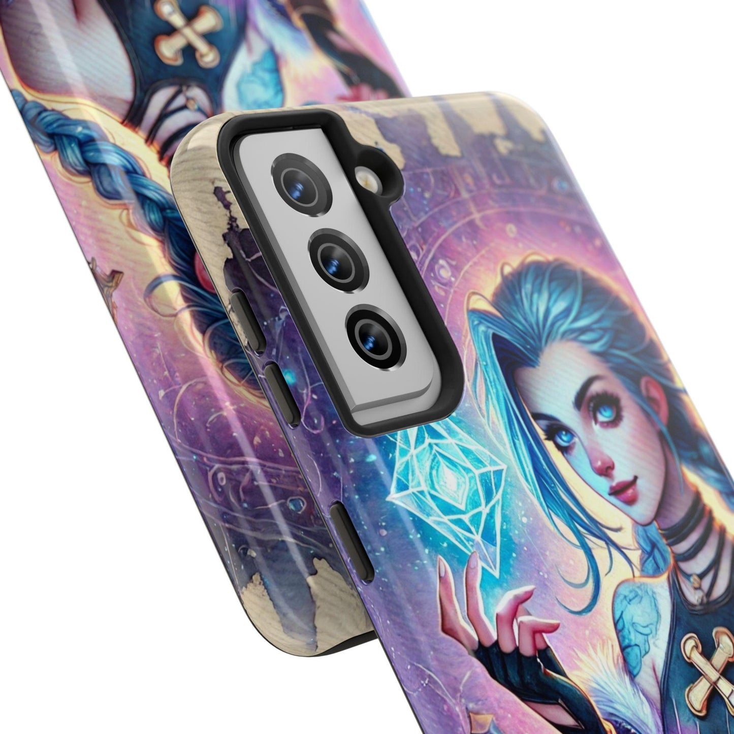 Jinx Watercolor Tough Phone Case for iPhone and Samsung Galaxy - Arcane Inspired Phone Case Watercolor Design