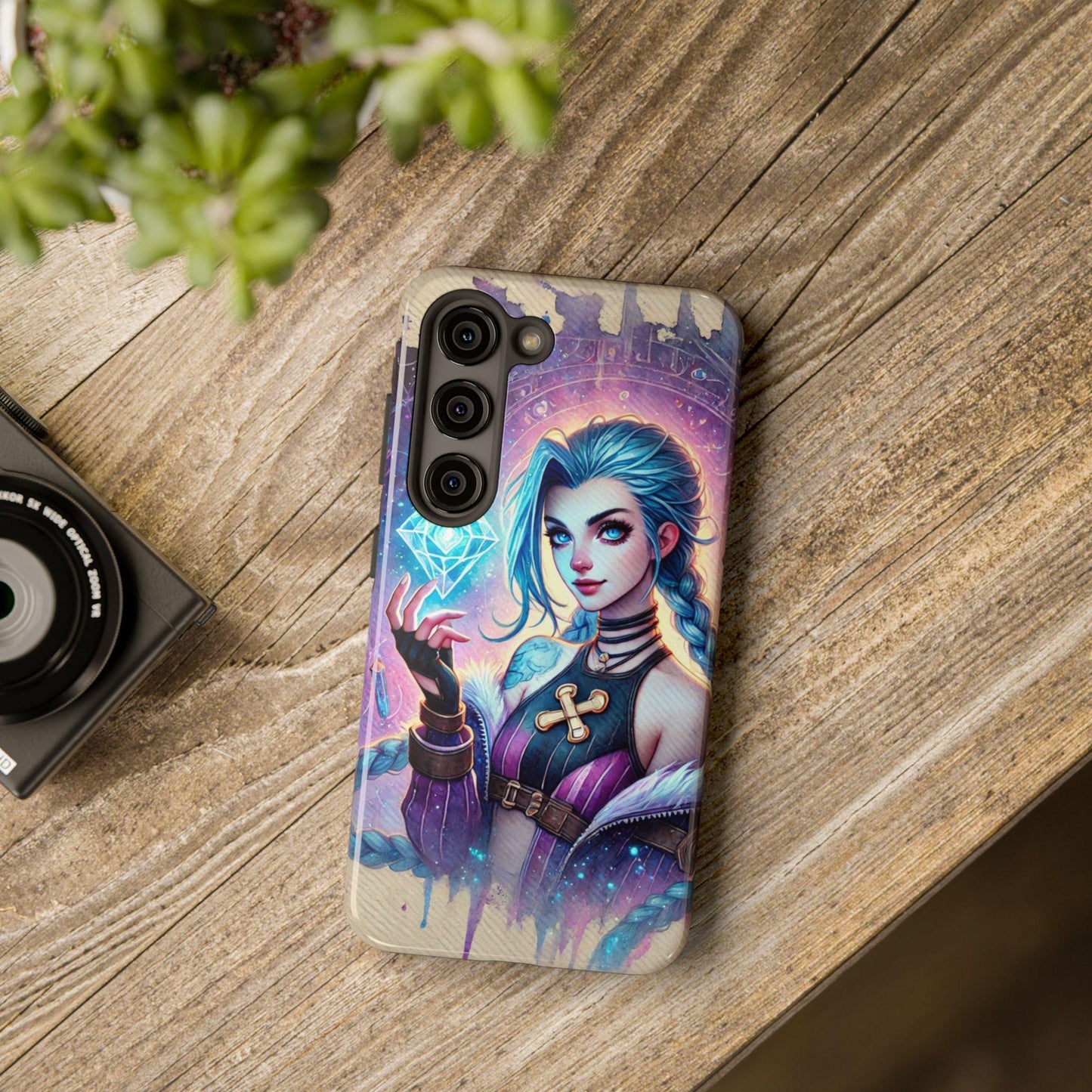 Jinx Watercolor Tough Phone Case for iPhone and Samsung Galaxy - Arcane Inspired Phone Case Watercolor Design